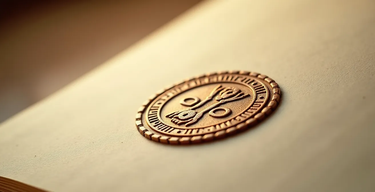 Gros plan sur une texture de papier officiel avec sceaux en relief